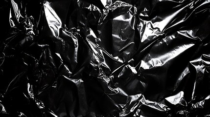 Crumpled Black Plastic Texture.