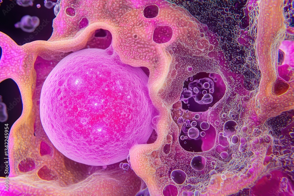 Fototapete microscopic view of a cell undergoing division within a complex organic structure