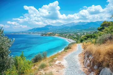 Obraz premium Coastal view with a winding path