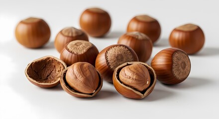 Fototapeta premium Hazelnuts Whole and Shelled