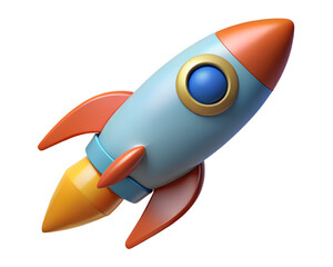 3D Render of a Space Rocket Against a Transparent Background