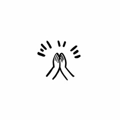 Fototapeta premium Hands symbolizing joy and gratitude in simple line doodle art style conveying a burst of happiness