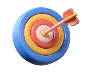 3D Rendering of Achievement Target with Arrow Hitting Bullseye for UI/UX, Web, Mobile Apps, and Social Media Ads Design
