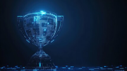 Futuristic Digital Trophy Award Represents Tech Victory