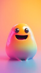 A vibrant, joyful blob radiates pure happiness with a rainbow gradient and glossy texture.