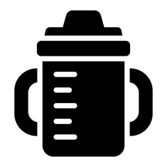 Sippy cup glyph icon representing a training cup for toddlers