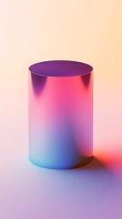 A vibrant, iridescent cylinder bathed in sunset hues, a symbol of modern elegance and artistic design with soft, gradient lighting.