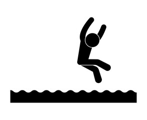 Athlete Performing a Long Jump Silhouette. Vector.