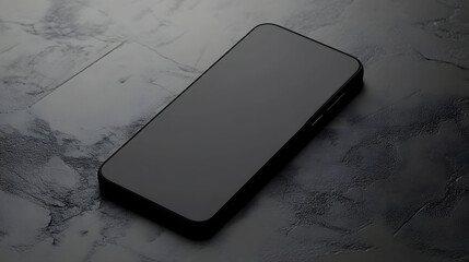 Elegant Black Smartphone on Dark Textured Surface