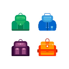 Colorful Backpack Icons, school backpacks