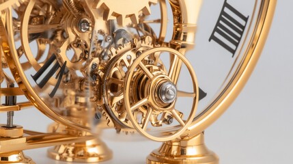 Detailed view of intricate gold clockwork mechanism