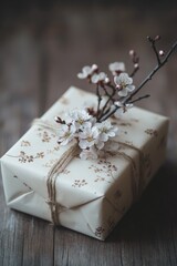 Present with Spring Flowers