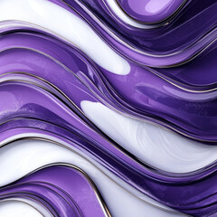 Fototapeta premium Fluid wavy abstract background with flowing purple and white glossy layers for modern digital art design luxury wallpaper and elegant texture pattern 