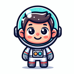 Cute cartoon astronaut boy character in a space suit