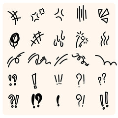 hand-drawn illustration of a doodle line art with different shapes
