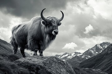 Bison on Mountain Peak