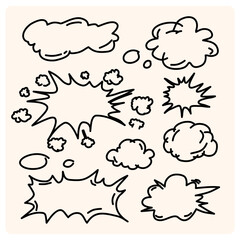 Fototapeta premium Vector illustration set of hand-drawn speech bubbles. Speech balloons, frames