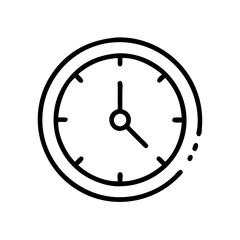 Simple line art clock design on a white background  