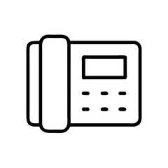 Telephone icon in minimalist style with black outlines  