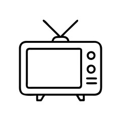 Vintage TV illustration in black line art