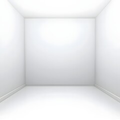 Empty minimalist white room with bright lighting and clean walls