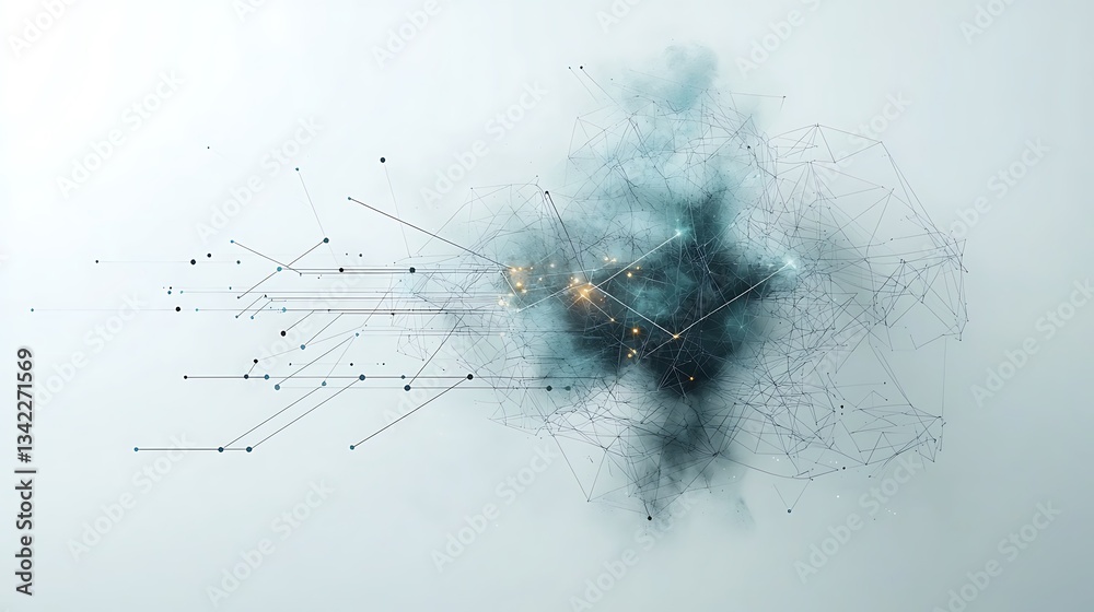Poster abstract digital network explosion