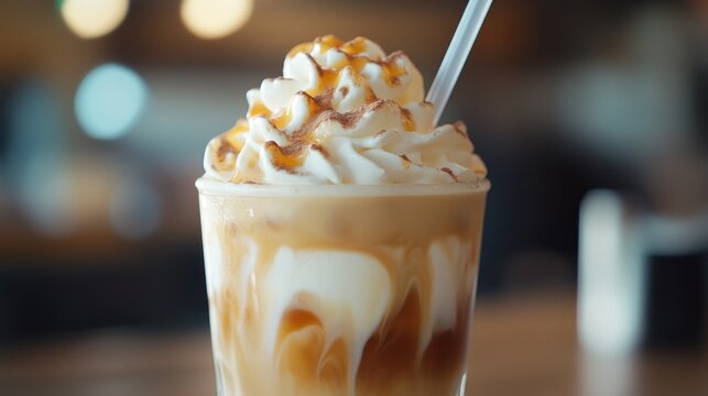 Refreshing Iced Coffee with Whipped Cream and Caramel Drizzle Perfect for Summer Drinks Bever
