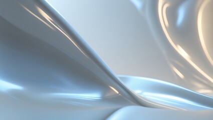 Abstract image of flowing, glossy, light-blue and white shapes.  Smooth, elegant curves