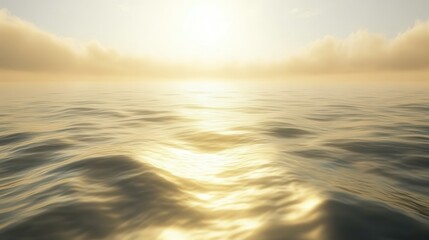 Obraz premium Serene Sunset Over Tranquil Ocean Waves with Soft Golden Light