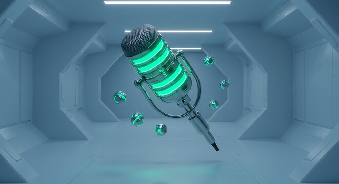 Futuristic Microphone in Sci Fi Space