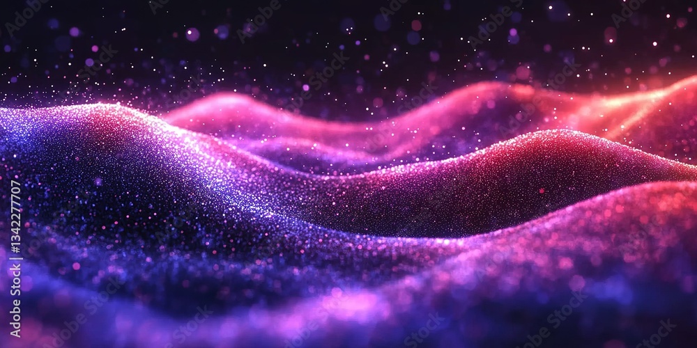 Wall mural colorful waves of glowing particles create a mesmerizing visual experience in a digital art composit