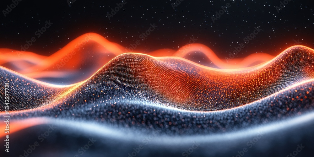 Poster abstract waves of light create a mesmerizing display of color and movement in a dark space environme