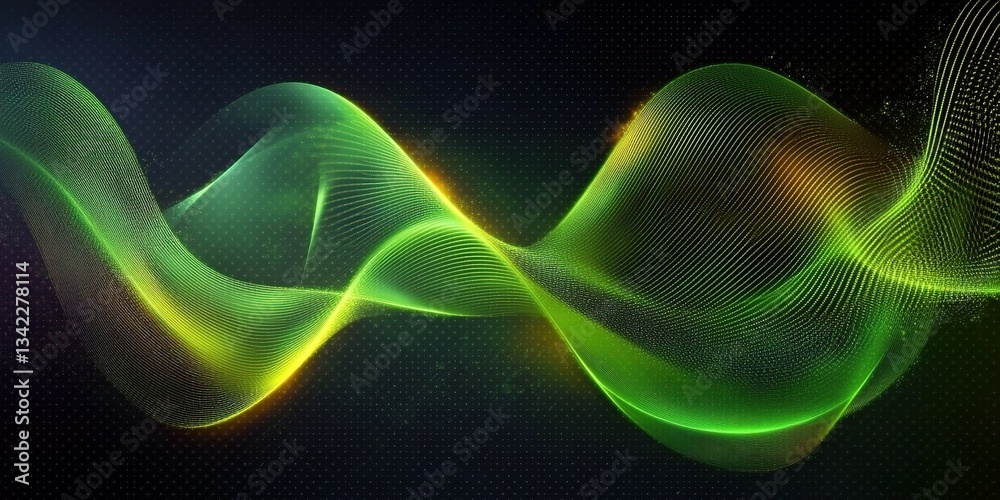 Poster colorful abstract waves create dynamic energy patterns in a dark background with glowing effects