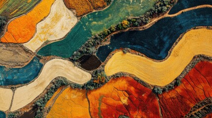 Aerial View of Colorful Agricultural Fields