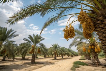 Fototapeta premium A beautiful dates fruit's garden in nature