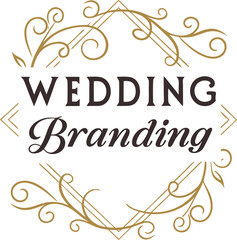 A monogram with a gold foil effect for wedding branding