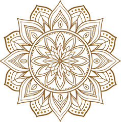 A symmetrical gold leaf mandala with intricate details