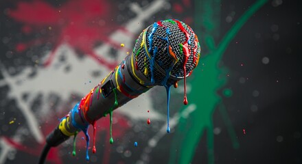 Colorful Microphone Splash Paint Music Audio Concert