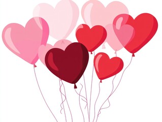 Romantic Heart Balloons: A Charming Pink and Red Illustration