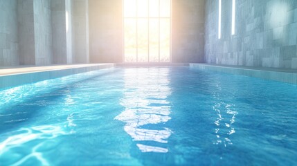 Indoor pool, sunlight, serene, modern architecture, spa, tranquil, water, relaxation, wellness, luxury
