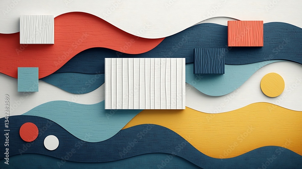 Poster abstract geometric shapes on wavy background