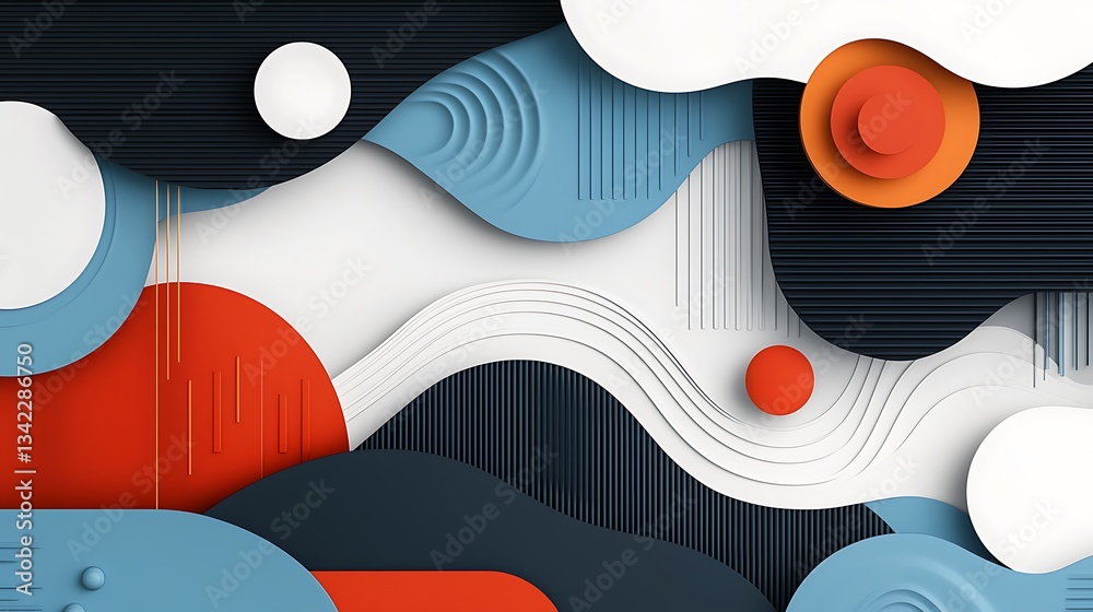 Aufkleber abstract layered design with vibrant colors and shapes