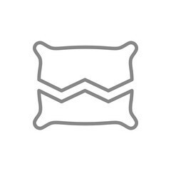 Broken pillow line icon. Orthopedic pillow symbol. Vector illustration.