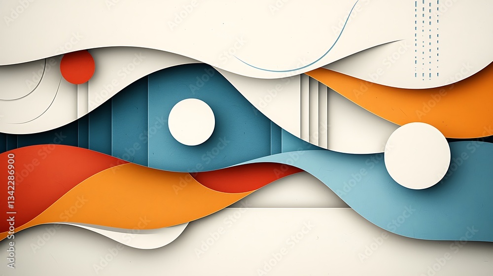 Poster abstract layered design with vibrant colors and smooth curves