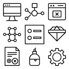 Black vector business icons set with web and media symbols