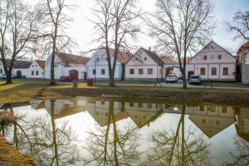 Holasovice, Czech republic - March 04, 2025. Traditional south bohemian village with typical architecture
