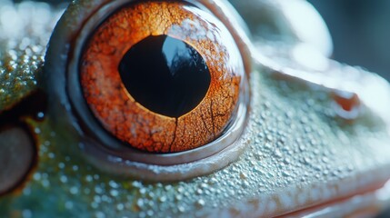 Close-up frog eye, rainforest, dew, macro, nature, wildlife, background blur, poster