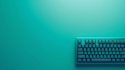 A high-quality 4K shot of a mechanical keyboard placed on a solid teal background, ultra-detailed lighting and reflections.