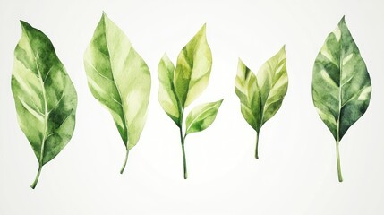Obraz premium Watercolor Green Leaves Collection