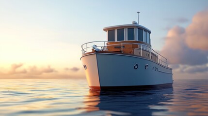 white boat sunset at the sea